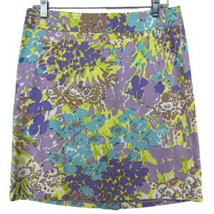 Talbots Petites Womens Skirt Sz 8P Lined Pencil Purple Floral Ditzy CottageCore